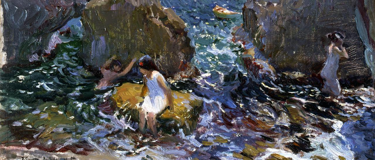 El óleo &#039;Niños bañándose entre las rocas.Jávea&#039; (1905).