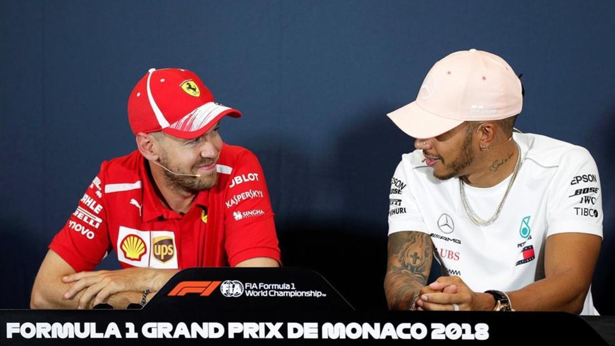 Vettel y Hamilton, en rueda de prensa