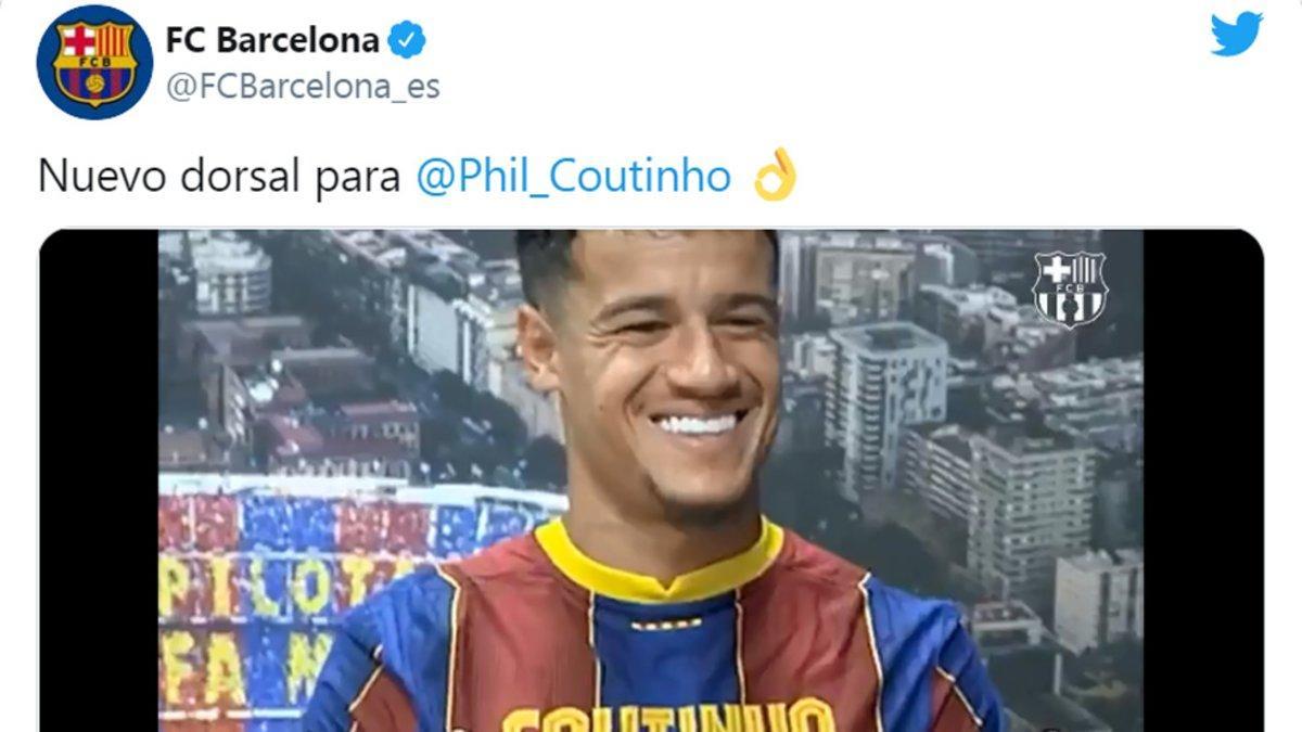 Philippe Coutinho volverá a llevar el dorsal 14 en el FC Barcelona