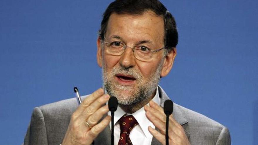 Mariano Rajoy, ayer en su comparecencia en la sede del PP. / j. j. guillén