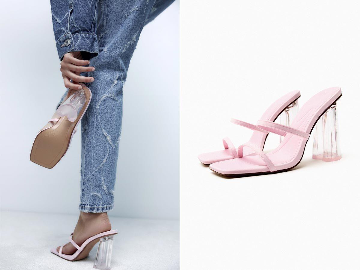 Zara España 2023 Invierno Nuevos Productos Zapatos De Mujer Albaricoque  Boca De Pez Correa De Espalda Zapatos De Mujer Transparente Superior  Sandalias Brillantes