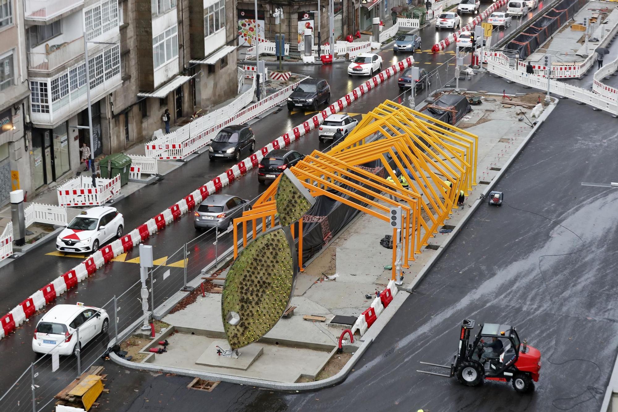 Construcción de las rampas de Gran Vía a la altura de las calles Bolivia-Nicaragua.