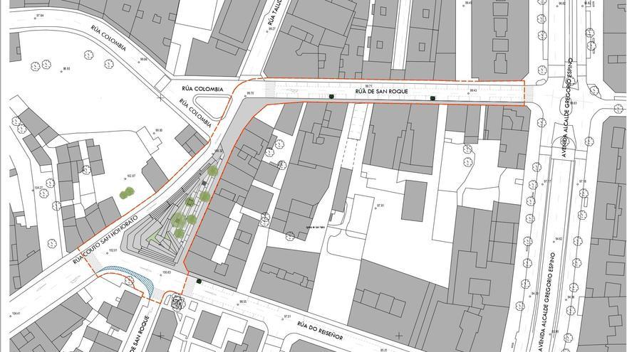Mapa de la humanización de la rúa de San Roque