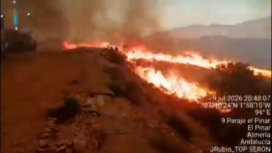 Incendio en Los Gallardos, Almería: fuego descontrolado y muy agresivo