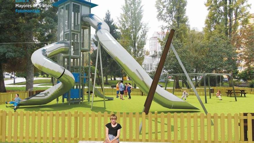 Recreación virtual del parque previsto ante las piscinas. // FdV