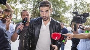 El exjugador del Zaragoza Gabi Fernández a su llegada a la Ciudad de la Justicia de Valencia, este miércoles 4 de septiembre