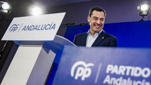 El presidente del PP de Andalucía, Juanma Moreno,en la reunión del partido.
