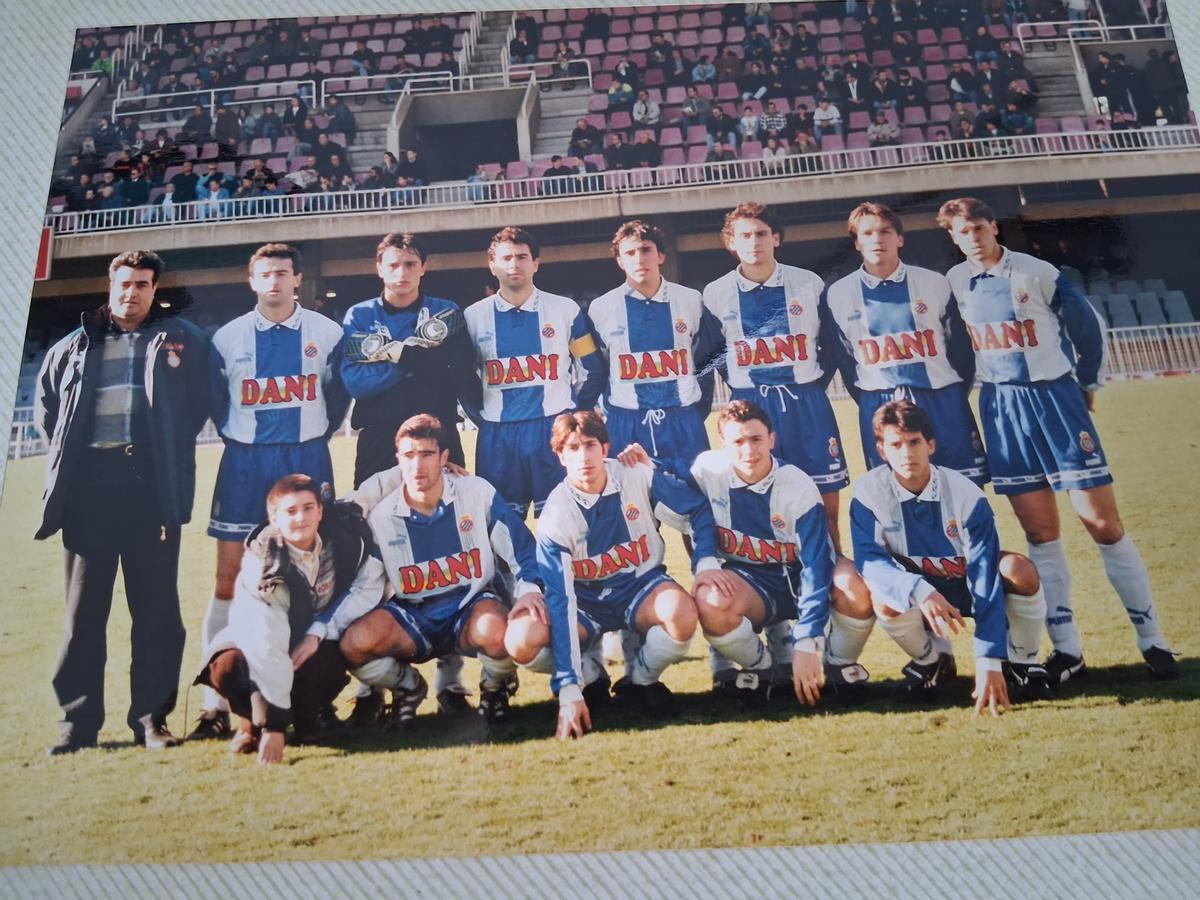 Raset, el segon de baix, durant la seva etapa a l'Espanyol B (1995-97)