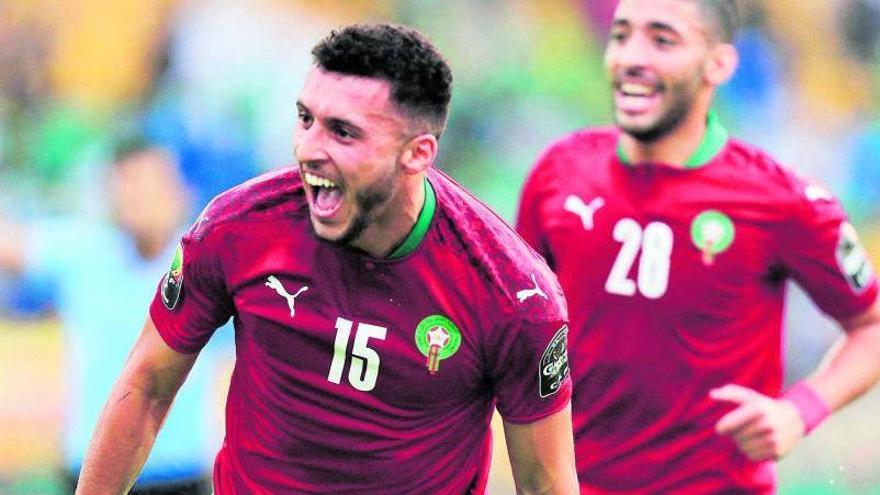 Selim Amallah celebra un gol con la selección de Marruecos. | EFE