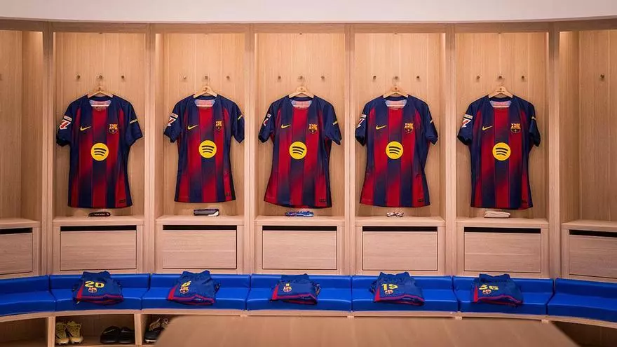 Ya está todo listo en el vestuario del FC Barcelona.