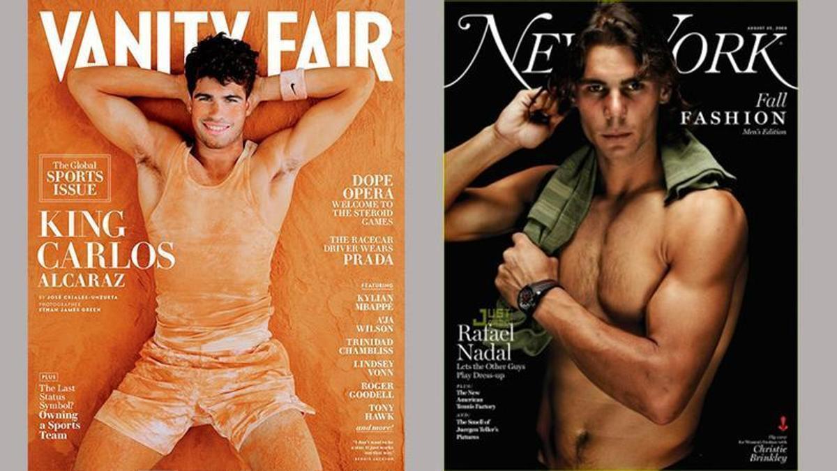 Carlos Alcaraz y Rafa Nadal en portadas de revistas