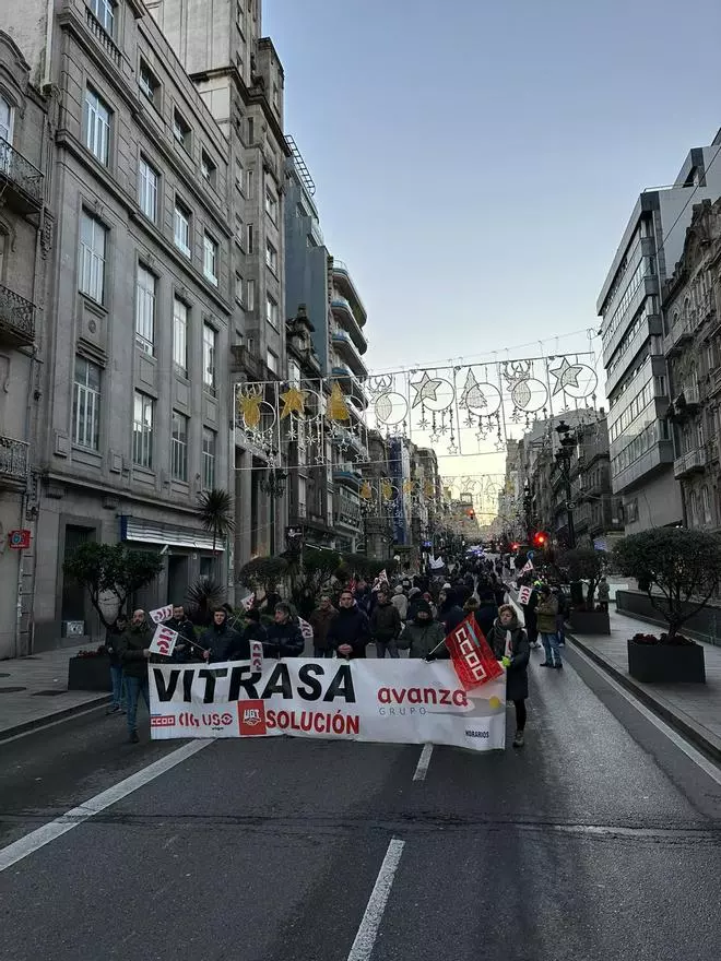 El tráfico vuelve a complicarse en el centro de Vigo por otra protesta de los trabajadores de Vitrasa