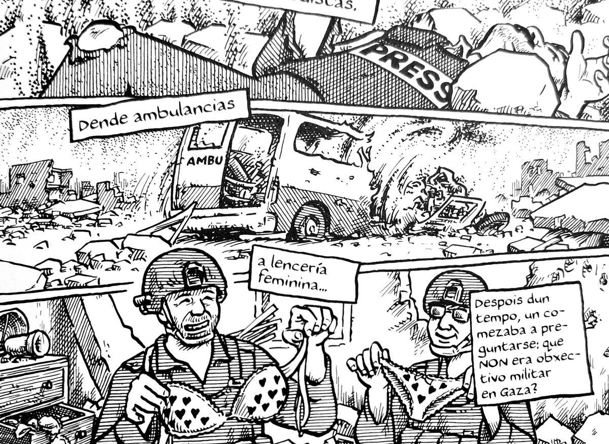 Viñeta de 'Guerra en Gaza'. Rinoceronte Editora