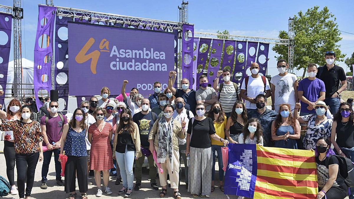 La delegación balear de Podemos en la asamblea nacional en Alcorcón (Madrid). |