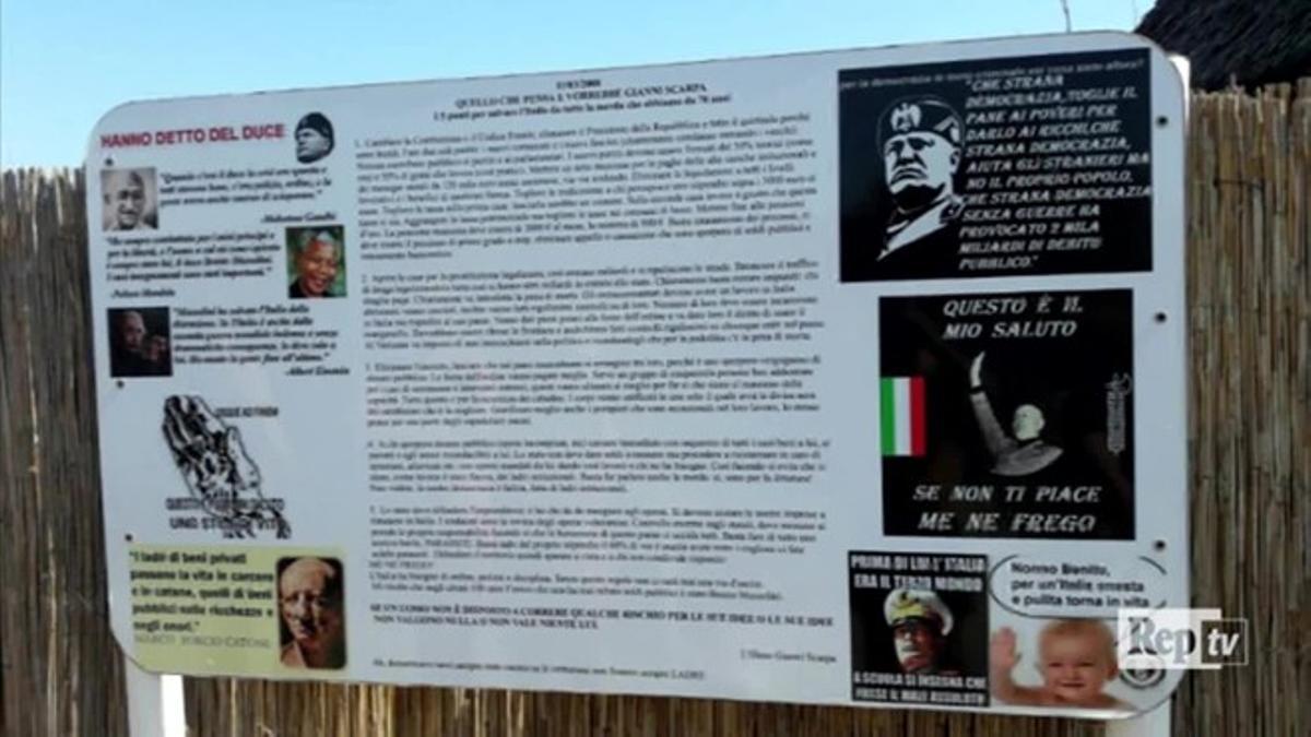 Es tracta de la platja Punta Cana, de Chioggia, on s’exposen cartells explicatius sobre la vida del dictador.