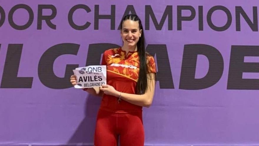 Carmen Avilés, en el Mundial de pista cubierta de Belgrado.