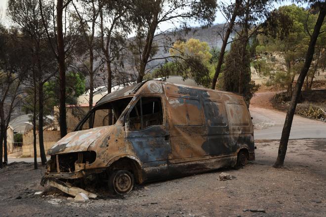 Así ha quedado la localidad de Vilavella tras el paso del incendio de la Vall d'Uixó
