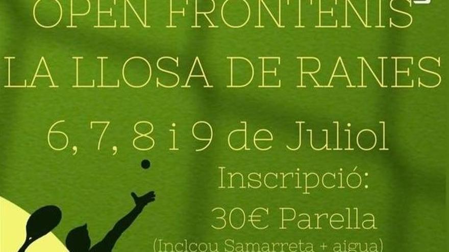 Cartel del Open Frontenis de la Llosa de Ranes.