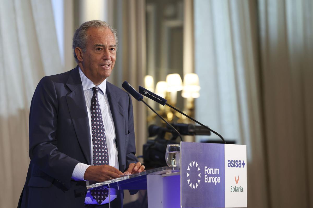 El presidente de la Asamblea de Madrid, Enrique Ossorio, en un desayuno informativo de Fórum Europa.