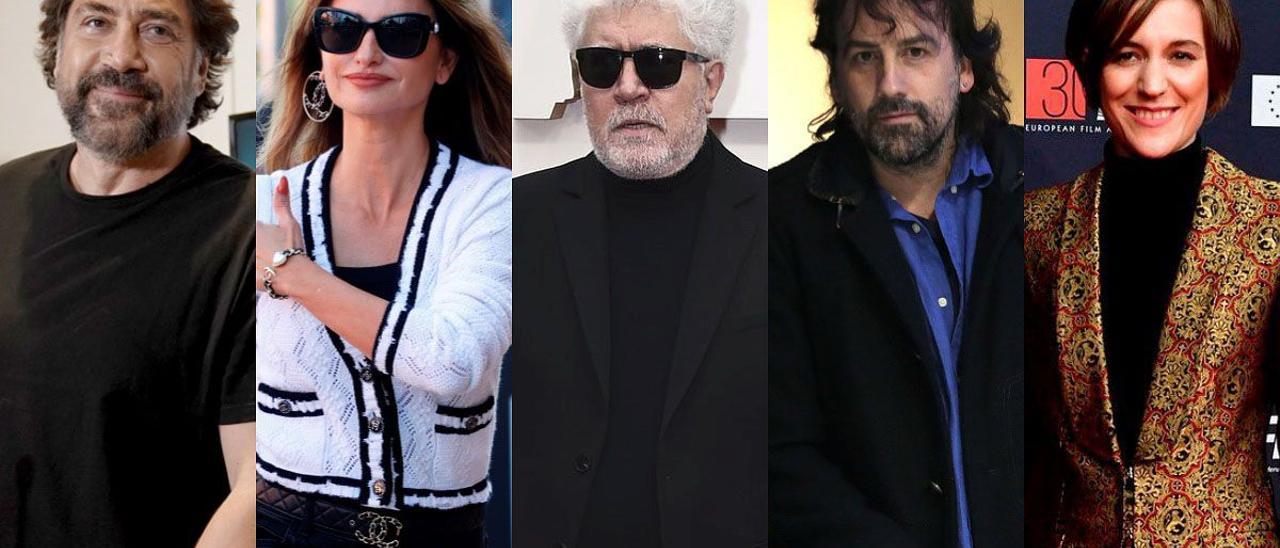 Javier Bardem, Penélope Cruz, Pedro Almodóvar, Isaki Lacuesta y Carla Simón.