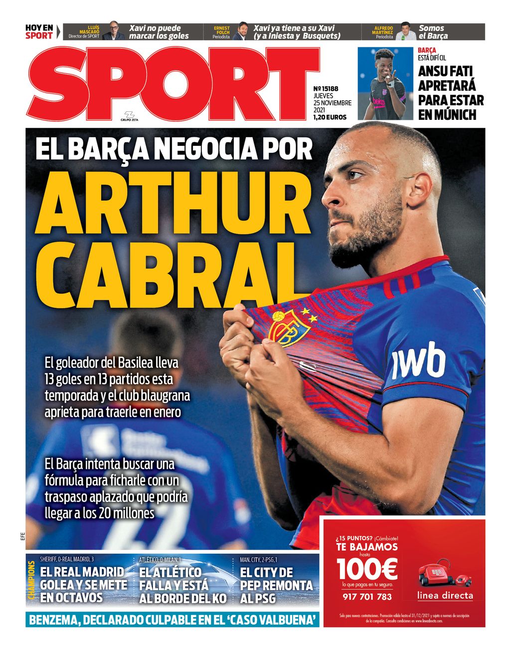 El Barça negocia por Arthur Cabral