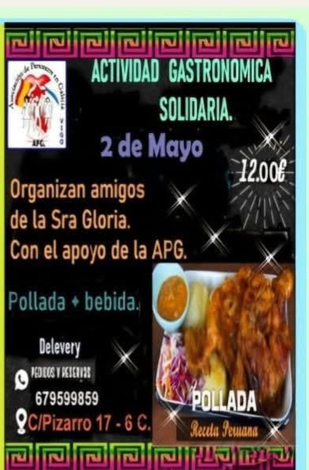 Cartel de la actividad gastronómica solidaria.