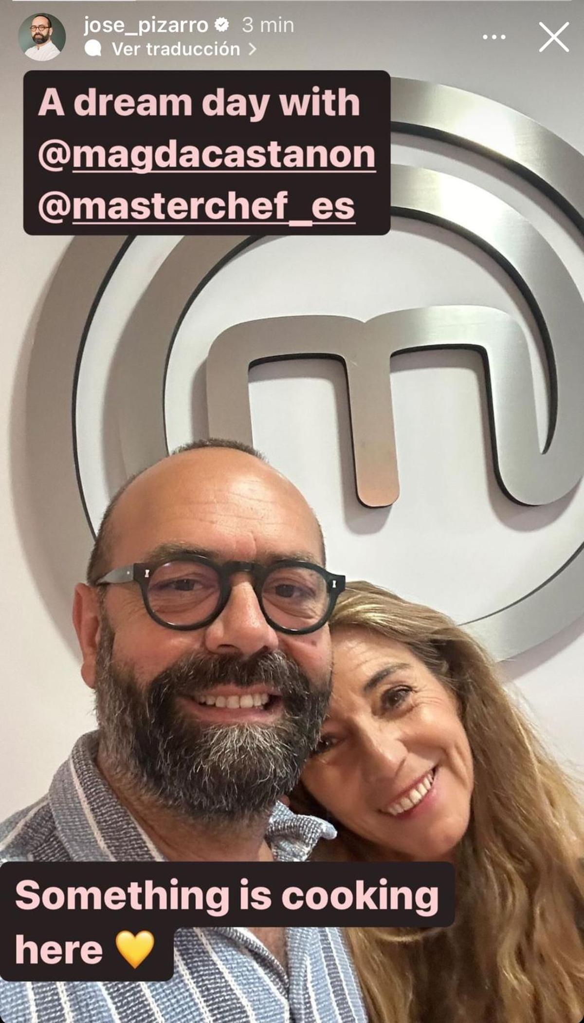 José Pizarro con Magda Castañón, coordinadora de cocineros invitados a Masterchef