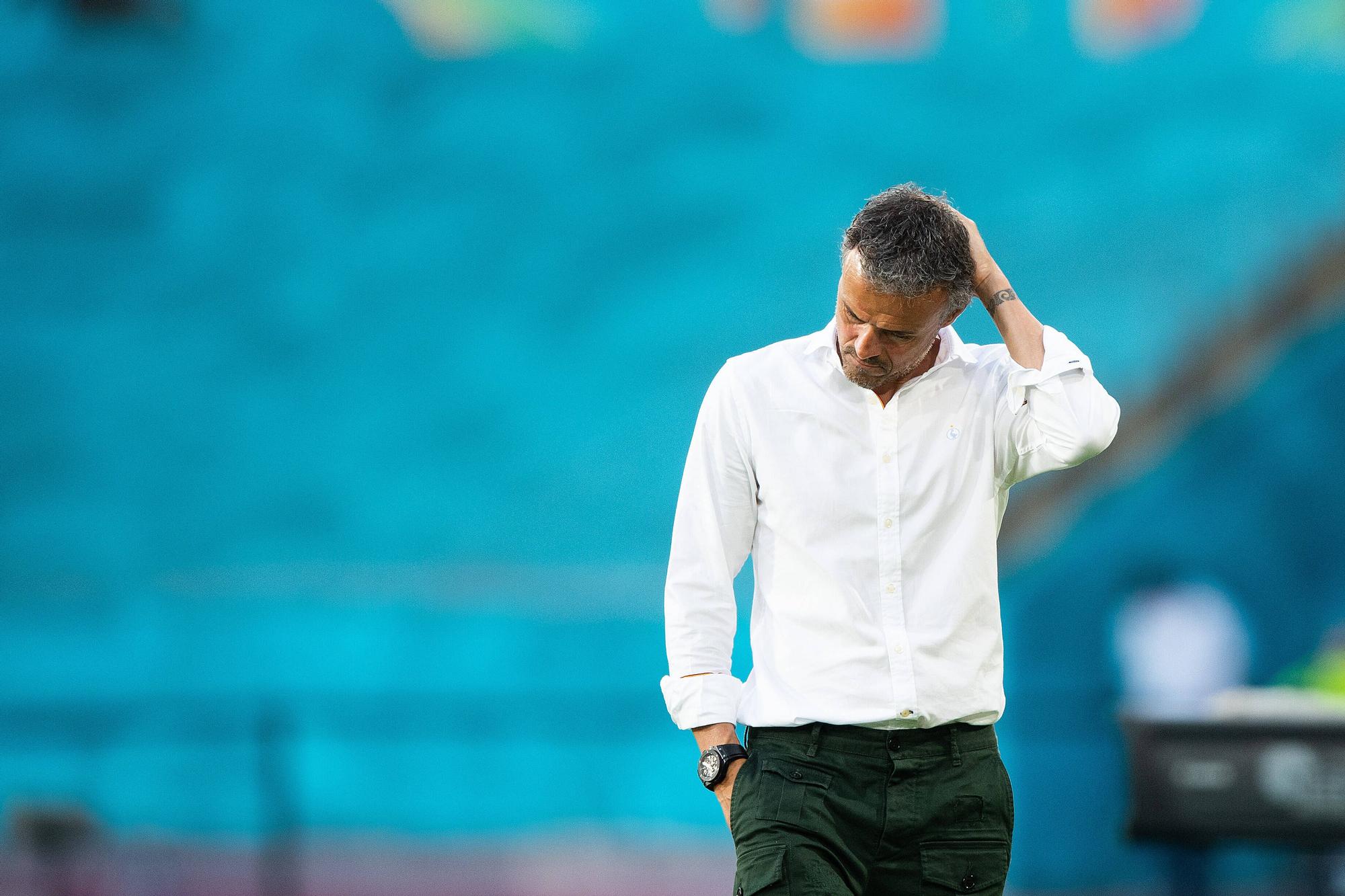 Luis Enrique durante el partido ante Suecia