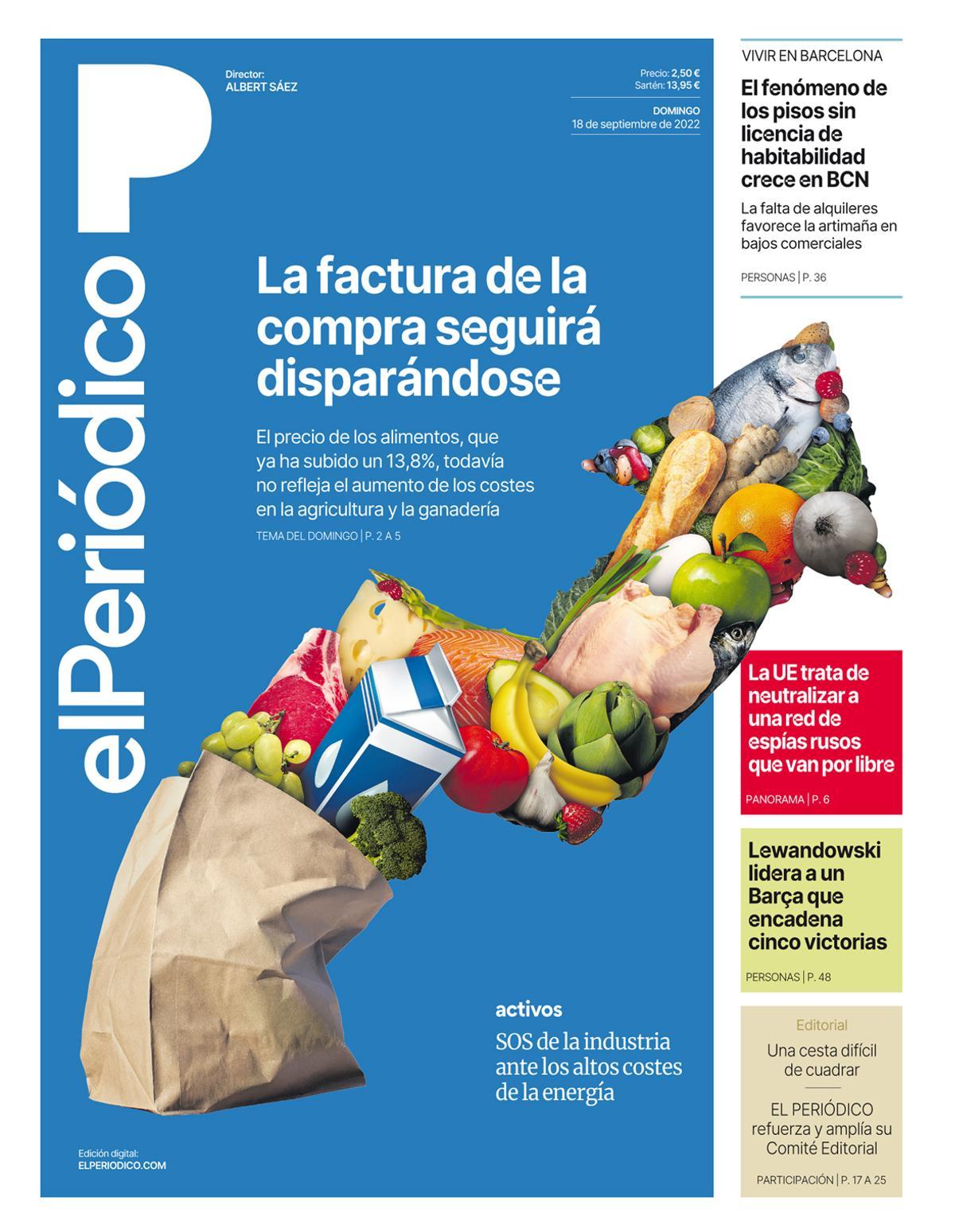 La portada d’EL PERIÓDICO del 18 de setembre del 2022