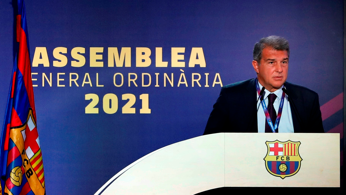 Laporta durante la Asamblea