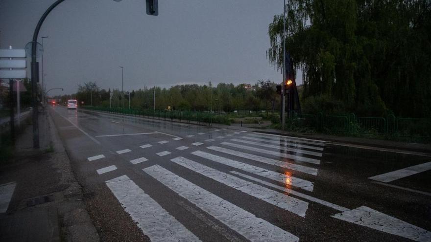 Zamora durante una de las grandes tormentas del confinamiento.