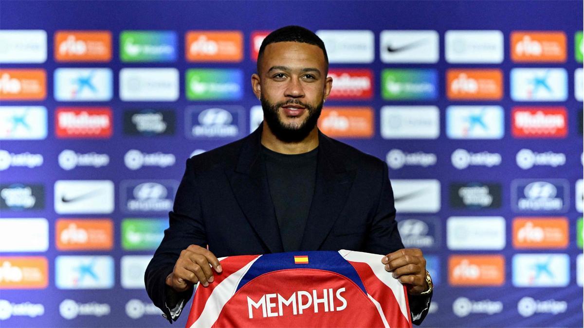 Memphis Depay, con su nueva camiseta del Atléico de Madrid