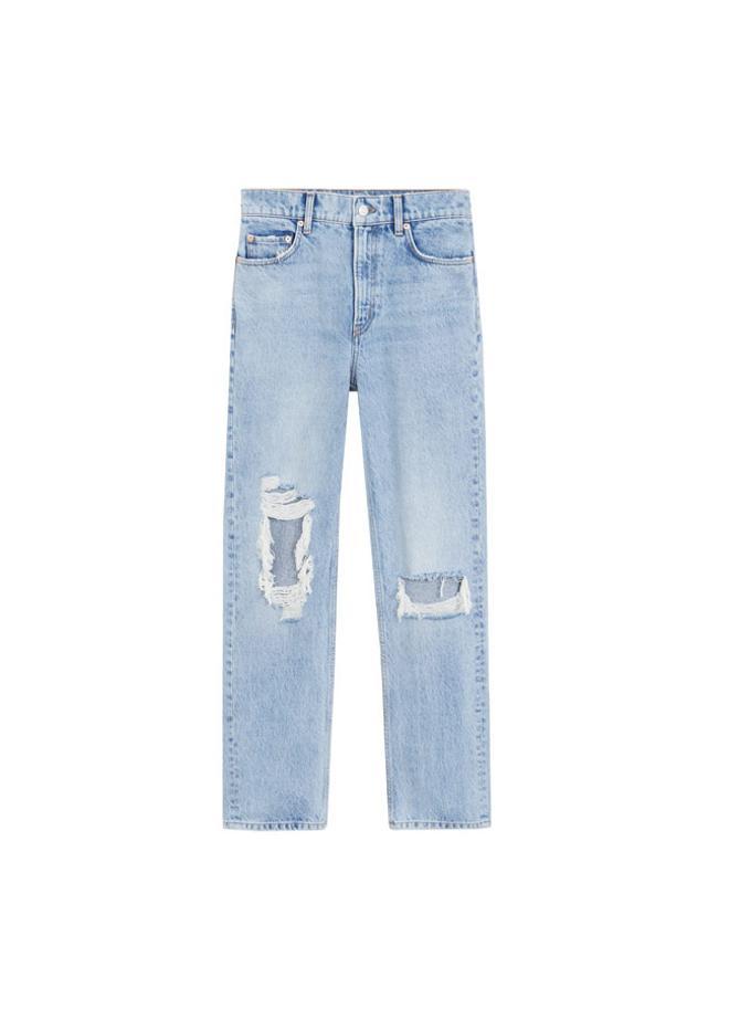 Jeans straight-fit rotos decorativos de Mango