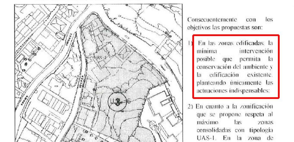 Extracto del plan urbanístico de la Torre de San Telmo.
