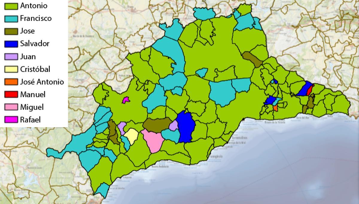 Nombres más comunes de los hombres, según el municipio malagueño.
