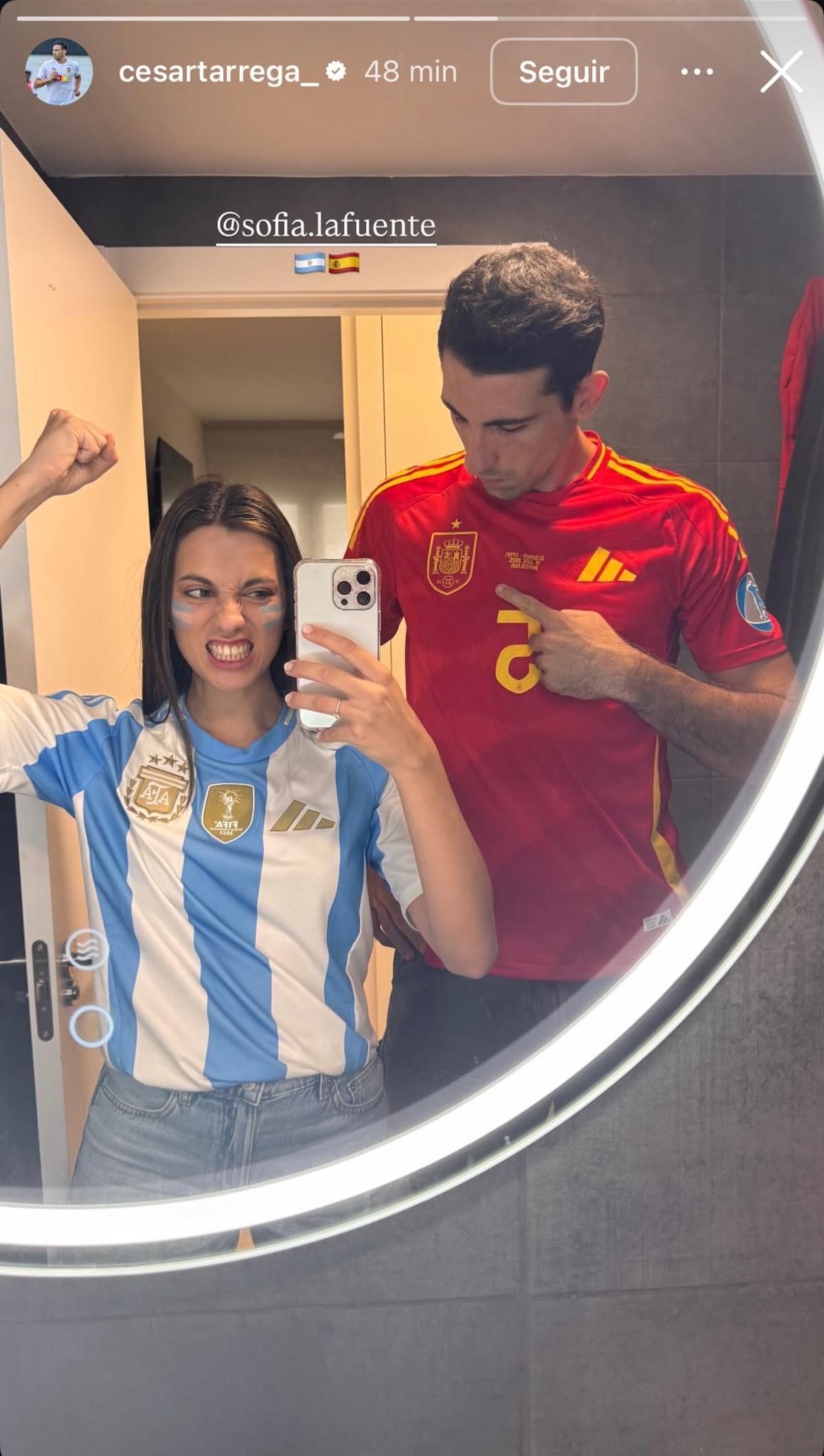 La pareja, antes del partido