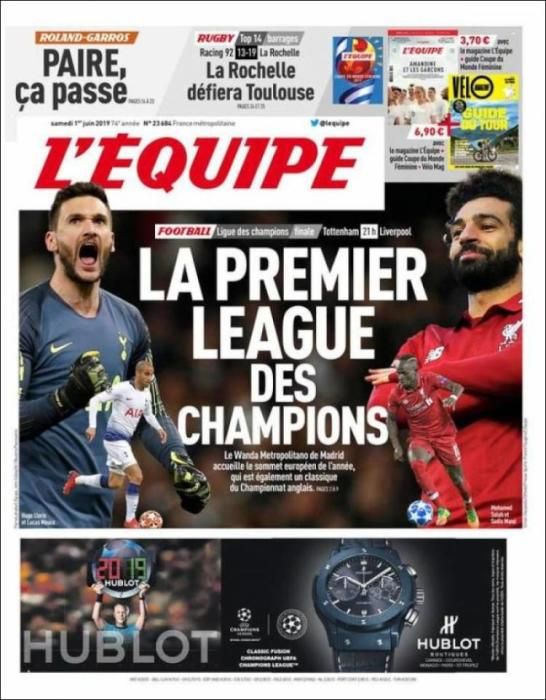 Portada L'ÉQUIPE sábado 1 de junio de 2019