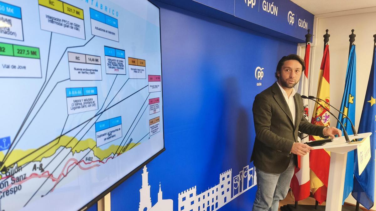 Andrés Ruiz, esta mañana, en la sede del PP de Gijón.