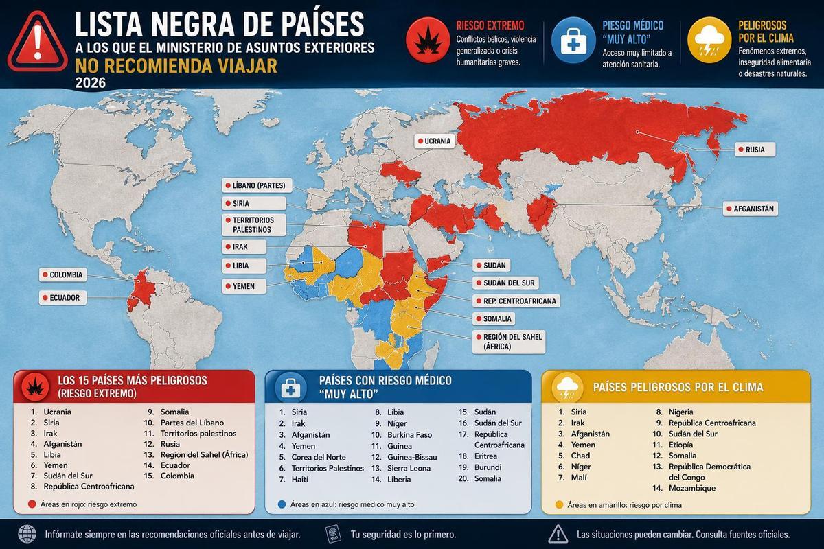 Lista de países a los que no deberías viajar