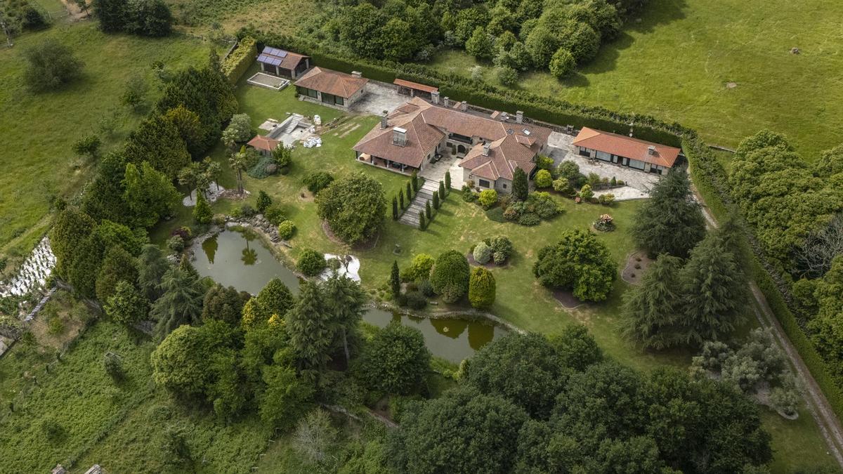 Vista aérea de la vivienda que ha comprado Julio Iglesias en Piñor (Ourense)