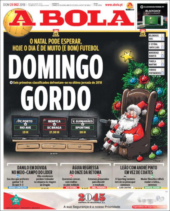 Portada A BOLA domingo 23 diciembre 2018