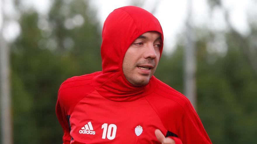 Iago Aspas en el entrenamiento del Celta // R. Grobas