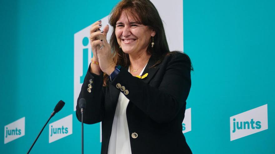 La presidenciable de JxCat, Laura Borràs, després de saber el resultat de la votació de les primàries. Imatge cedida el 29 de novembre del 2020