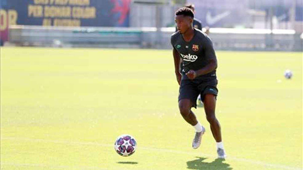 Ansu Fati, en un entrenamiento en la Ciutat Esportiva