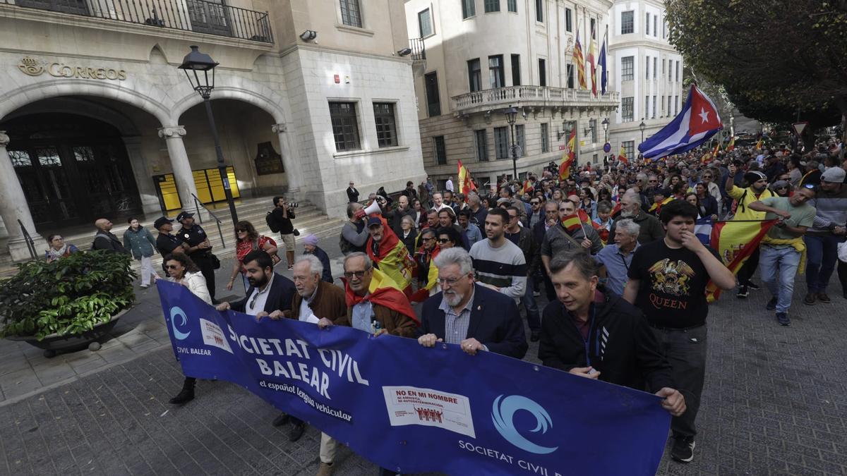 Centenares de personas protestan en Palma contra la amnistía y la investidura de Pedro Sánchez