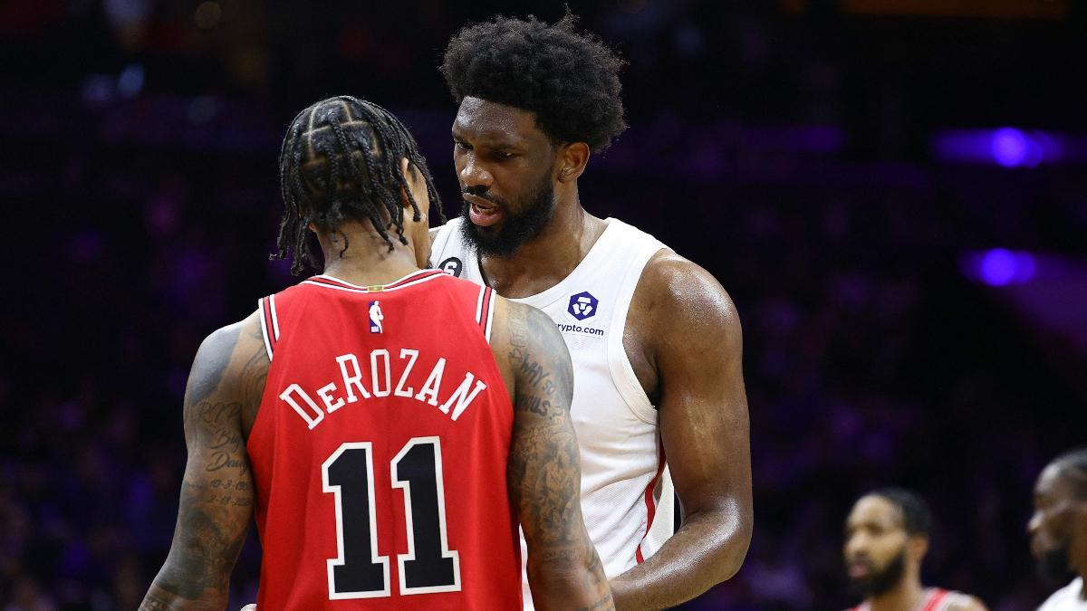 Saltaron chispas entre DeRozan y Embiid