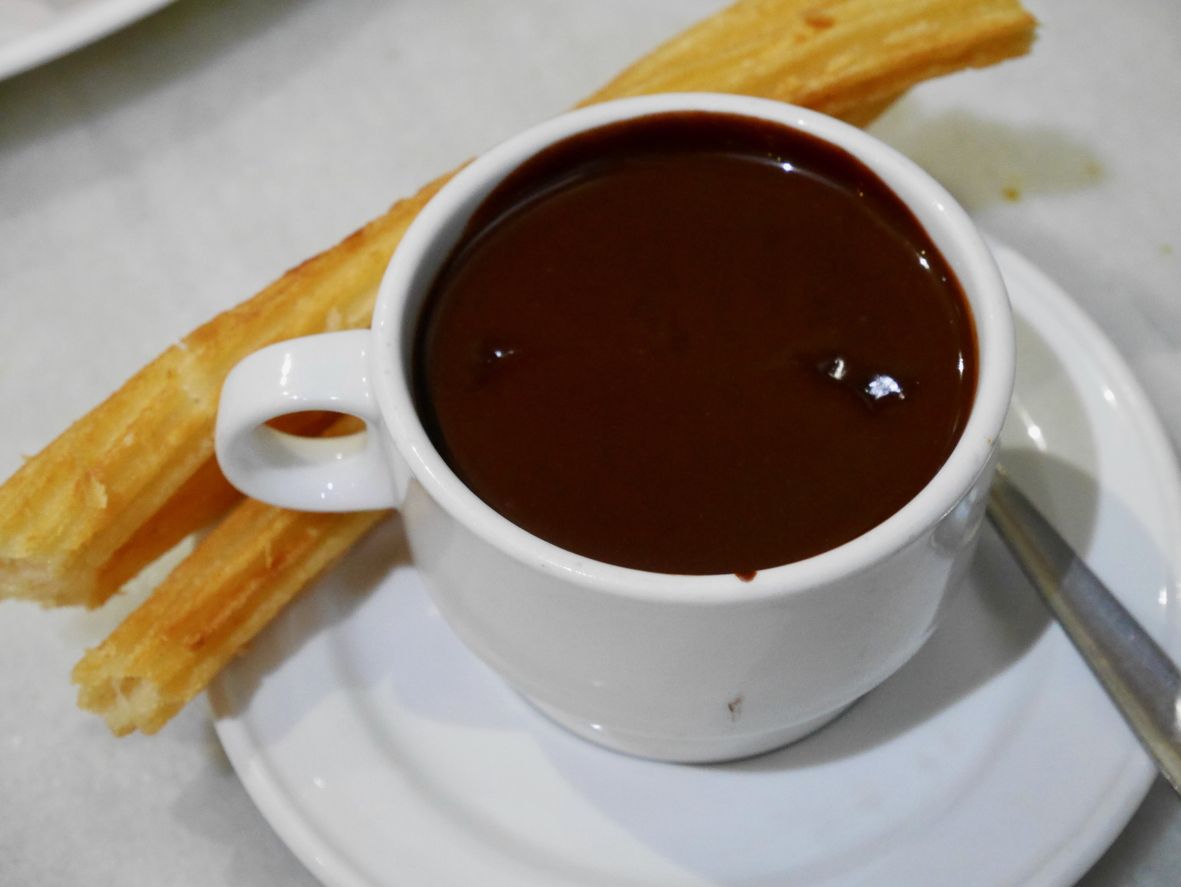 El chocolate con churros de la chocolatería San Ginés