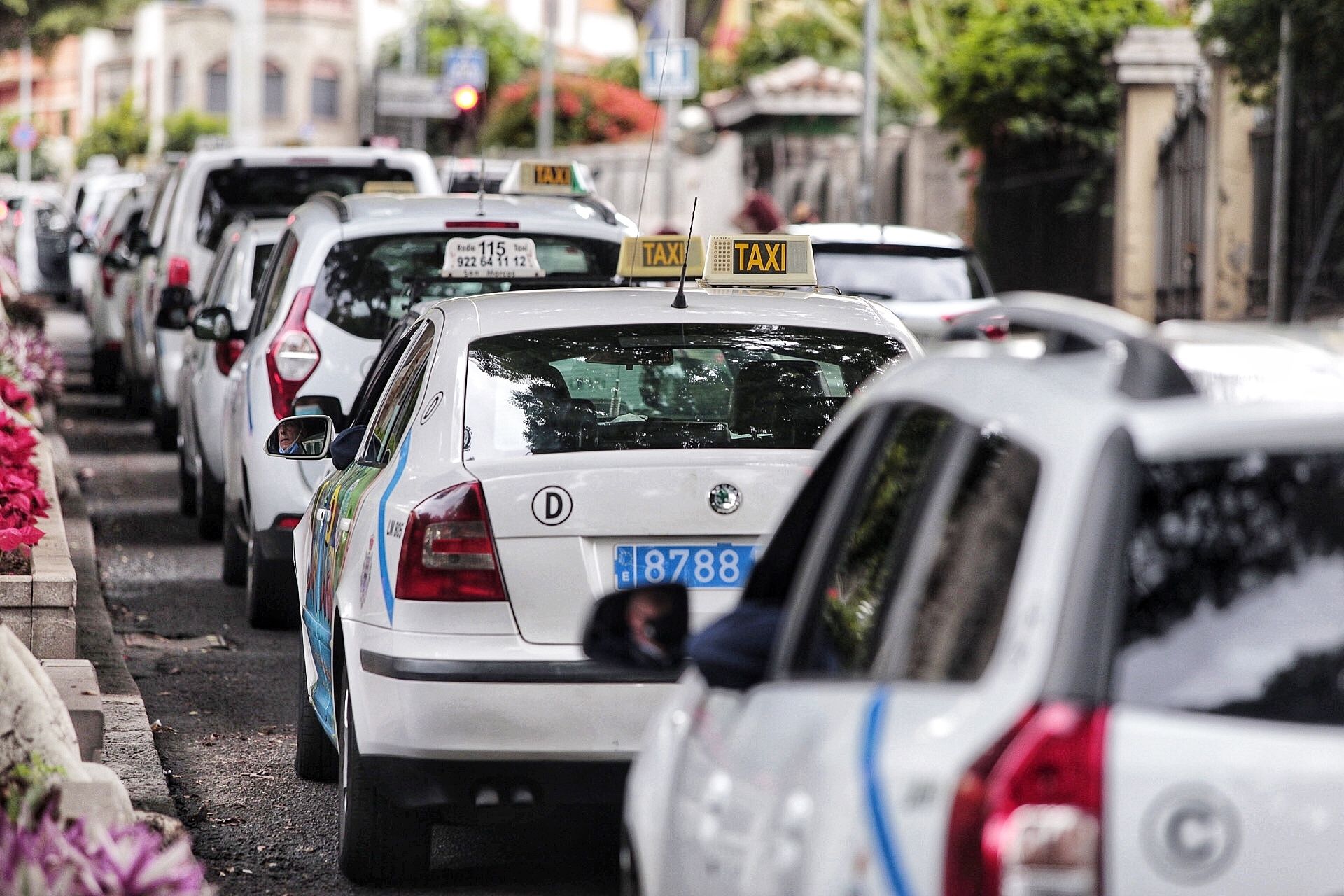 Caravana de taxis en Santa Cruz de Tenerife