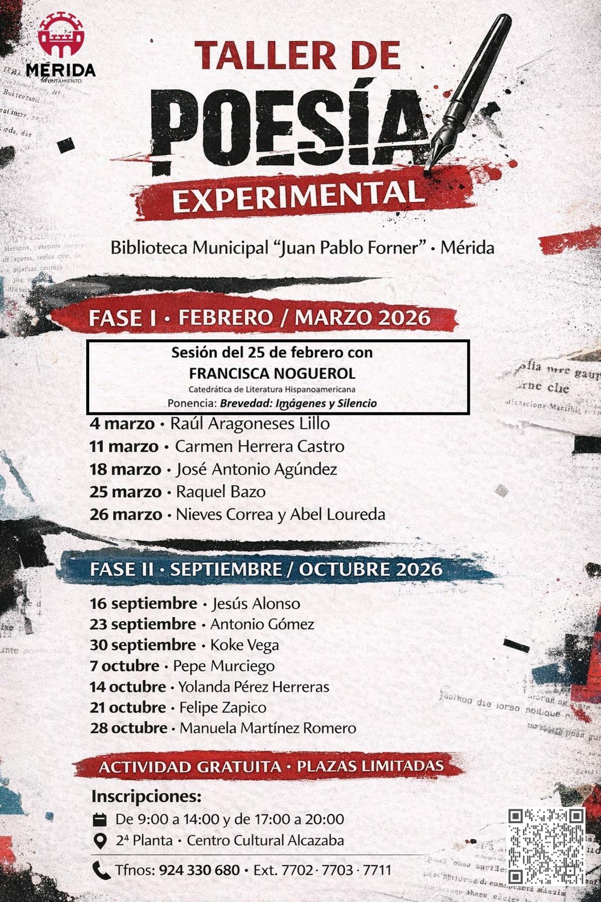 Cartel del taller de poesía experimental.