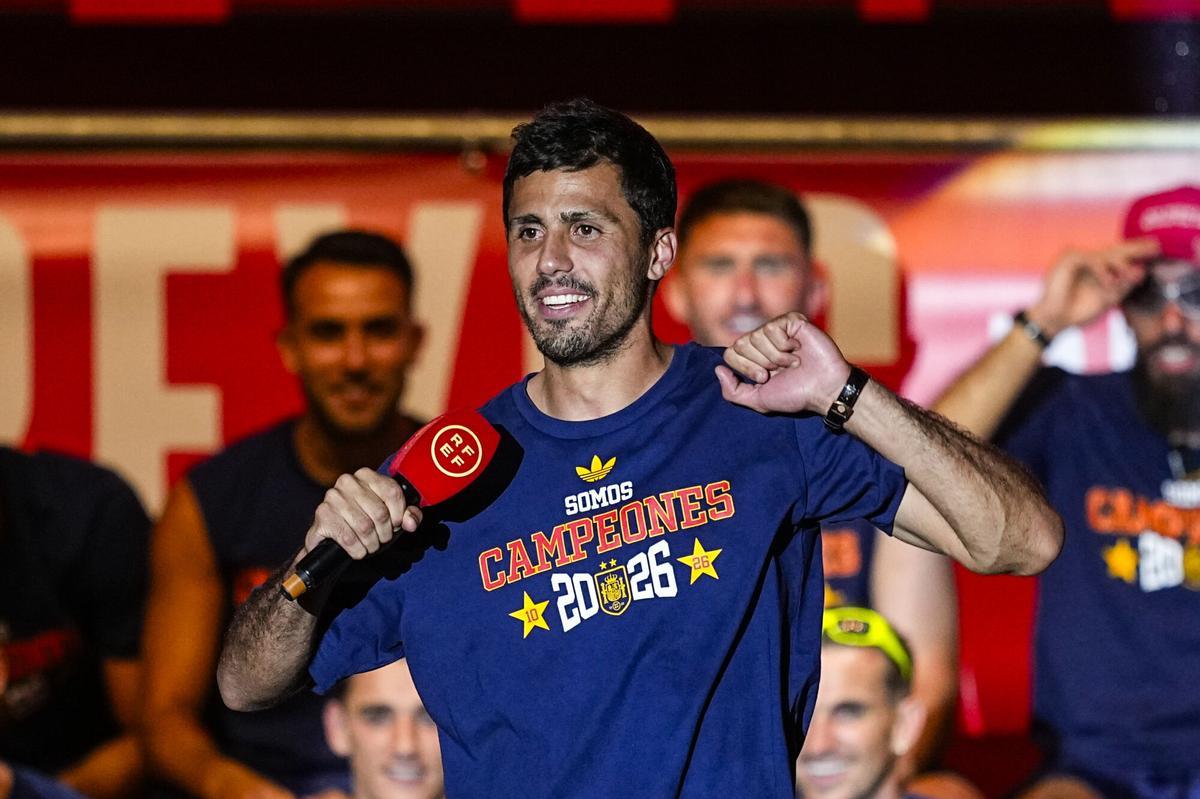Rodri, en la celebración del Mundial de España